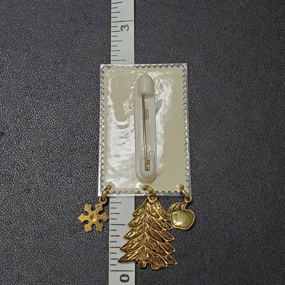 Michigan statehood stamp brooch gold tone
